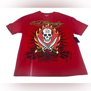 Ed Hardy Men's Short Sleeve Free Forever
Flaming Skull Sword Tshirt red  XL‎ NWT